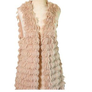 WAYF Blush Pink Fringe Vest Size S